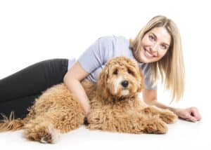 Labradoodle with woman